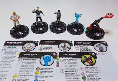 Heroclix: Sharon #6, Fury #7, Peggy #9, Singularity #16, Captain #18b - CAAV lot
