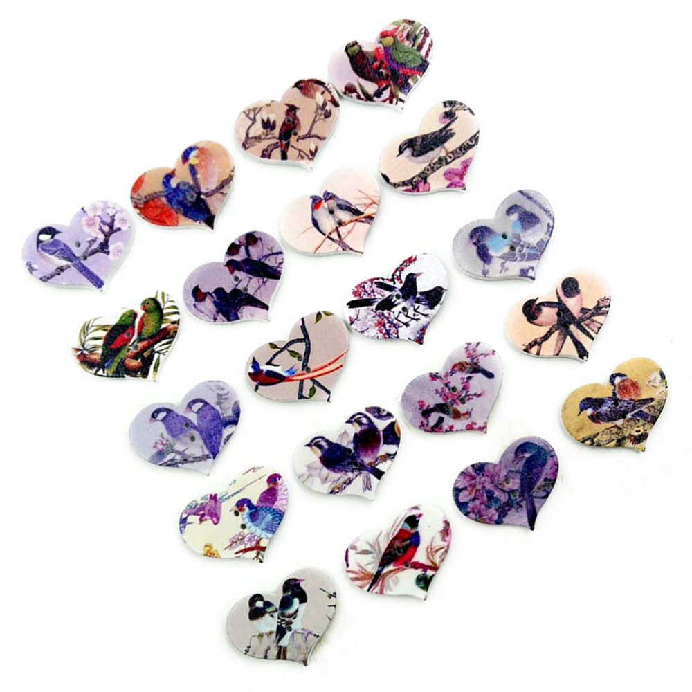 STOBOK 30 Bunte Holzknöpfe Mit Blumen-Druck - DIY Nähzubehör Set