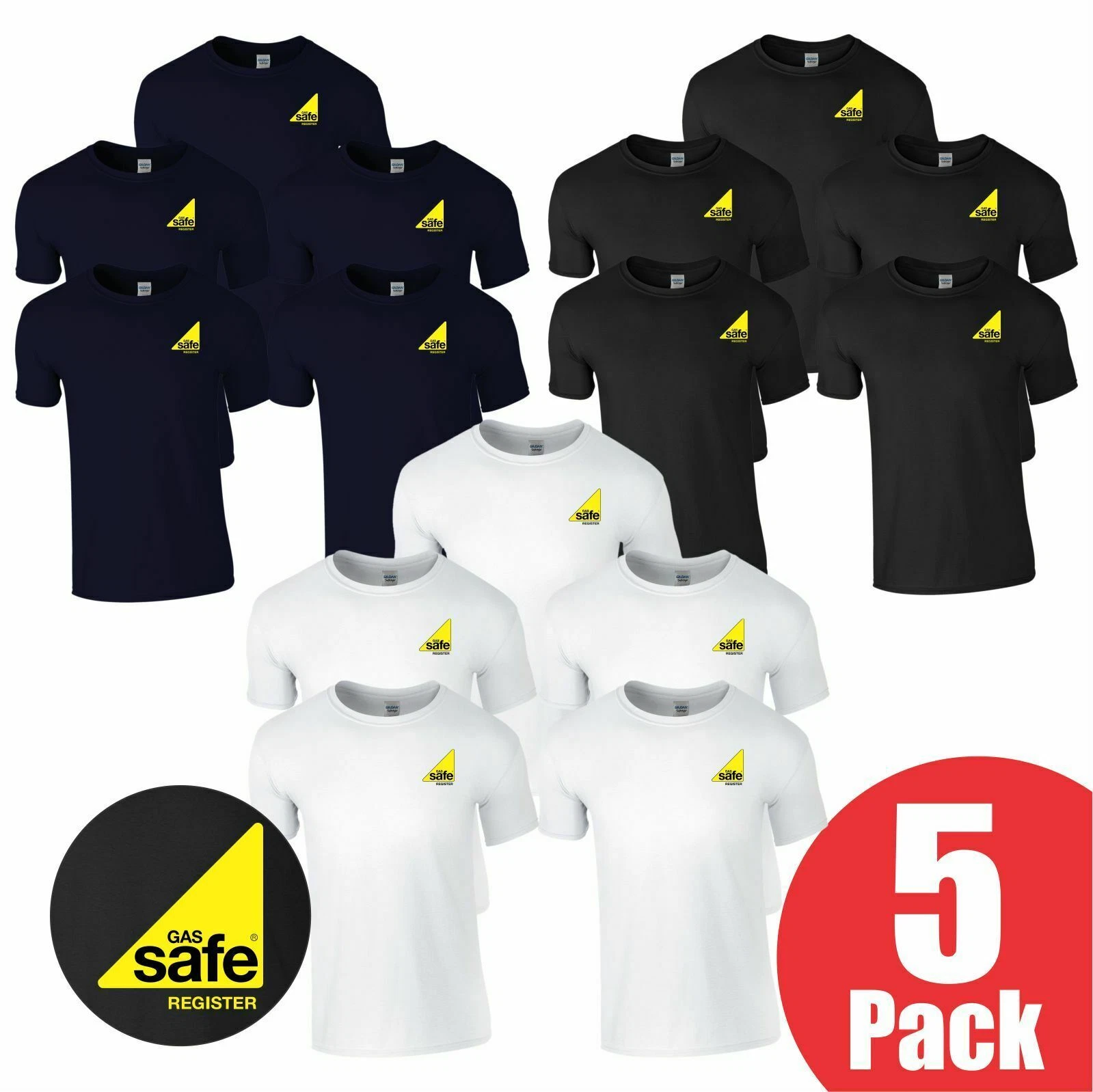 5 Pack Gas Safe Registered Printed T Shirts Workwear Pullover Gas Fitter Tees
Opens in a new window