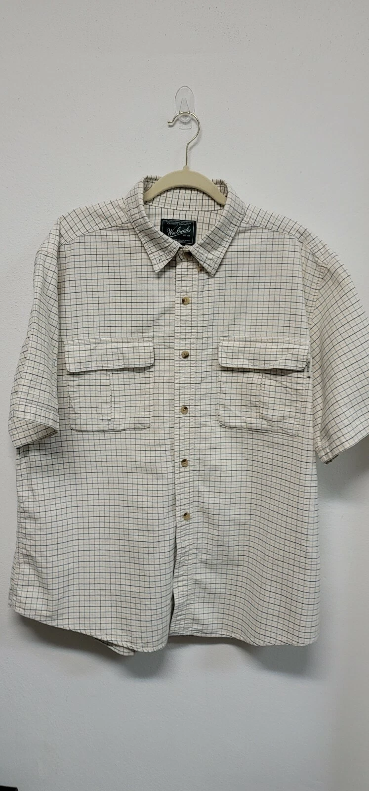 Woolrich Men’s Plaid Short Sleeve Button Down Fishing Shirt Size XL