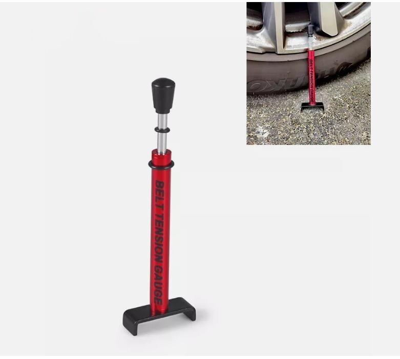 Adjustable Motorcycle Belt Tension Gauge Tool for Belt Drive Bikes in Red