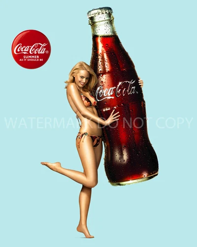 Vintage Coca Cola Ad Pinup Photo Art Print of a Cute Female model Summer2