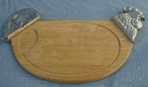 Platter Chicken Wood Metal Serving 26 by 14”