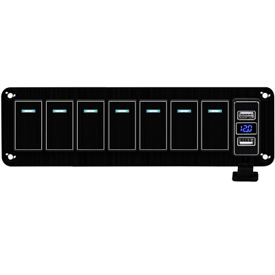 8 Gang Boat Rocker Switch Panel Waterproof Aluminum 12-24V Marine Switch Pane...