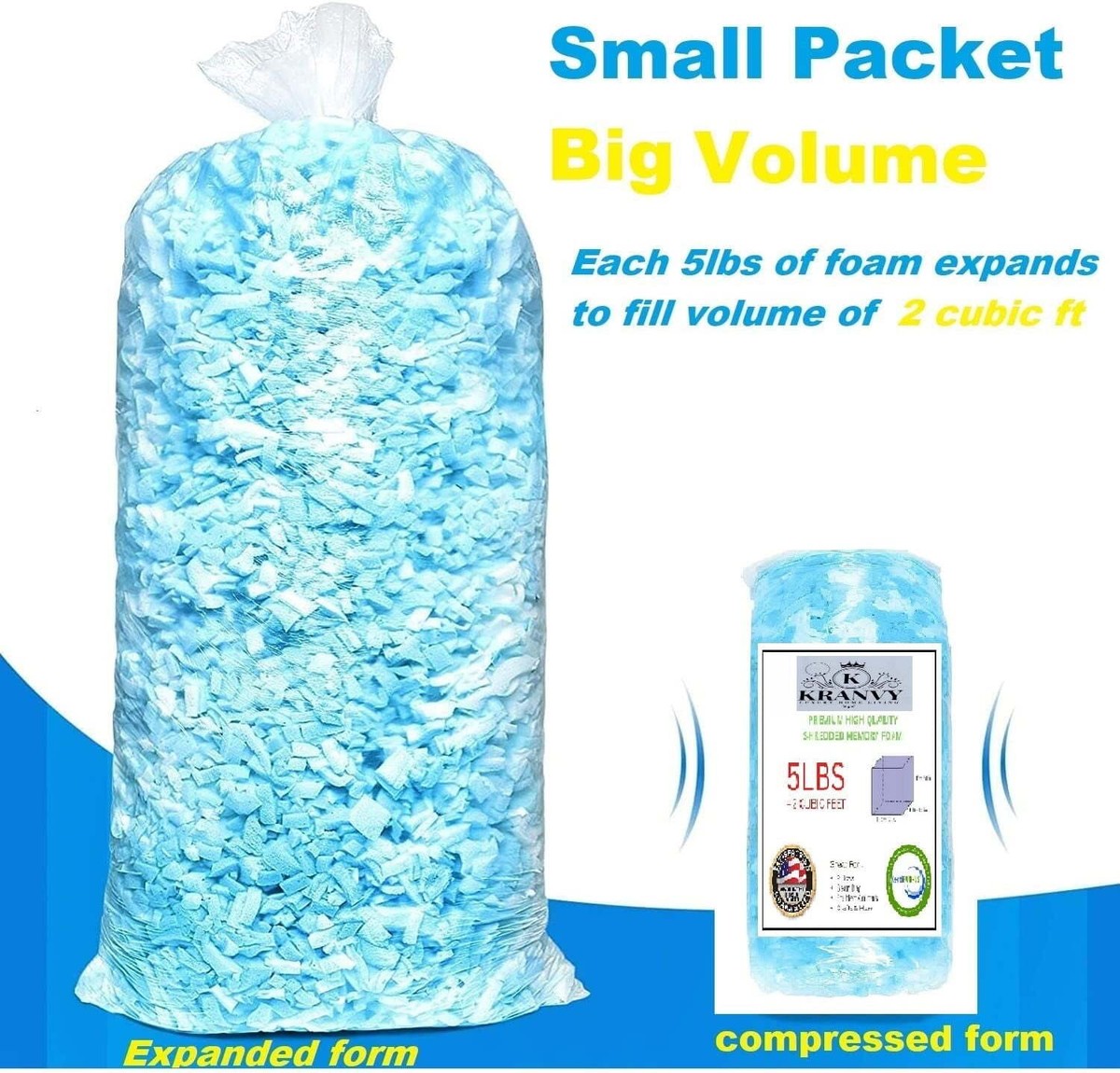 Bean Bag Filler Shredded Memory Foam for Couch Cushion Pillow