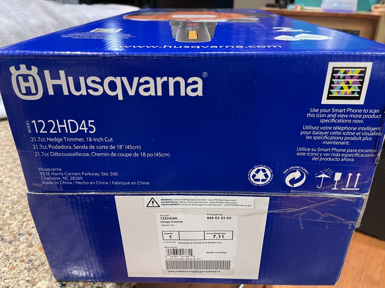 NEW!! Husqvarna 122HD45 18" 22cc 2 Cycle Gas Powered Dual Hedge Trimmer