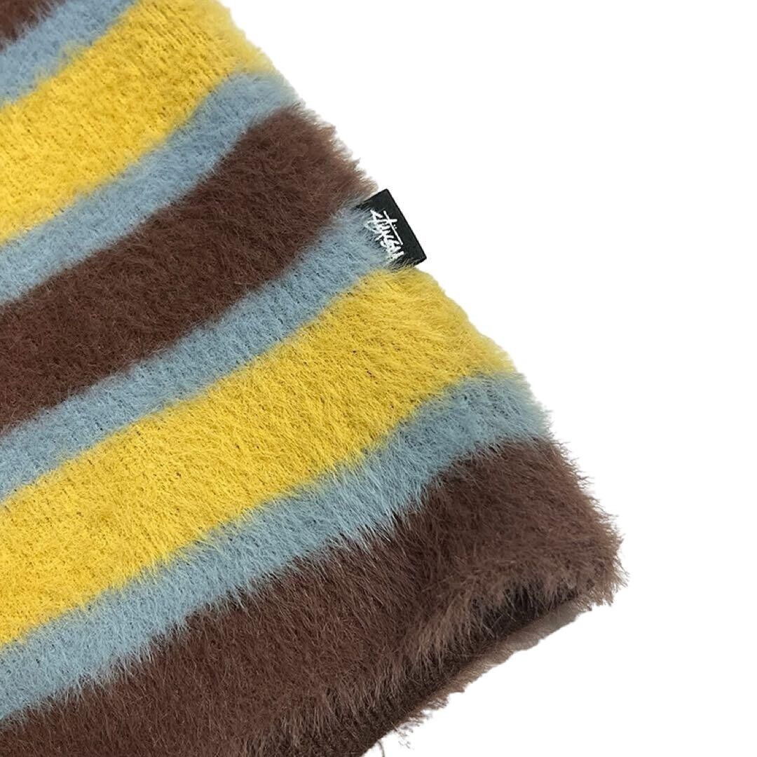 Stussy Shaggy Cardigan Horizontal Striped Mohair 21AW Brown Stussy Shaggy Cardigan Horizontal Striped Mohair 21AW Brown