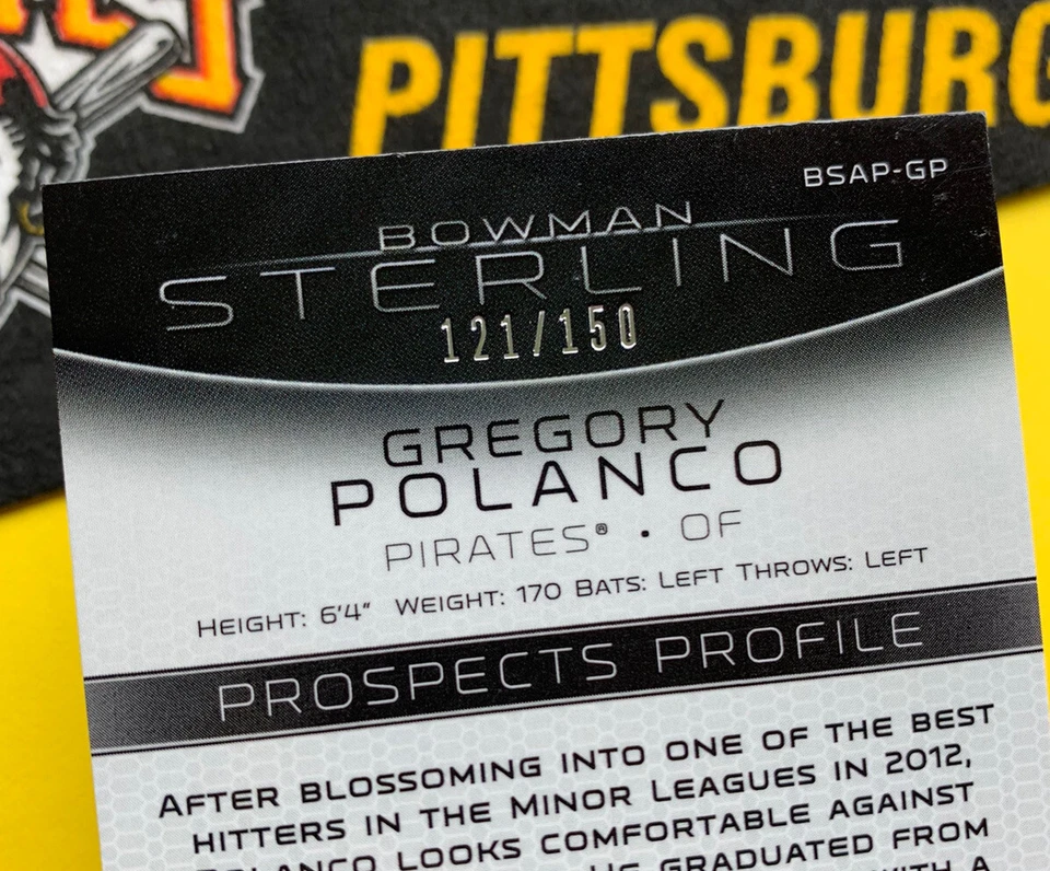 Bowman Sterling Gregory Polanco RC 2013 refractor automático #/150 autógrafo como nuevo Foto 3 de 4
