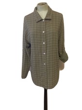 Womens Flax Jacket Tunic Button Lagenlook Oversized Green Texture Osfm  Vgc