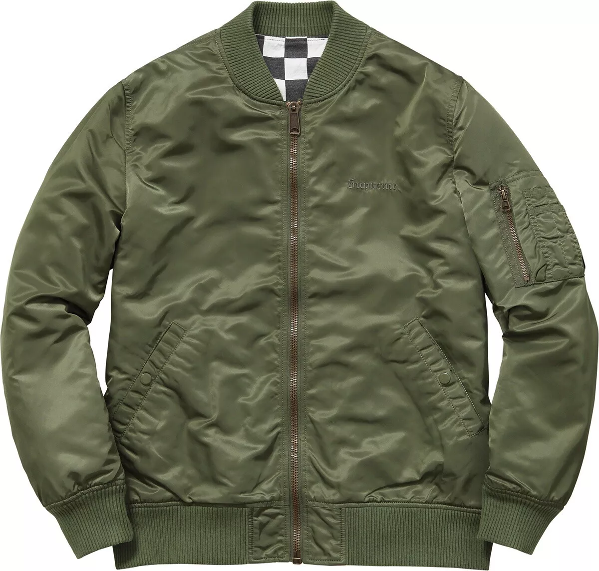 Supreme Reversible Checkered Ma-1 Bomber Jacket Olive XL