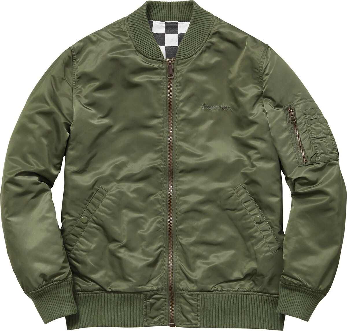 Veste de bombardier Supreme réversible à carreaux Ma 1 olive XL