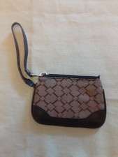 Longaberger "Signature" Wristlet With Leather Trim For Coins, Credit Cards Etc.