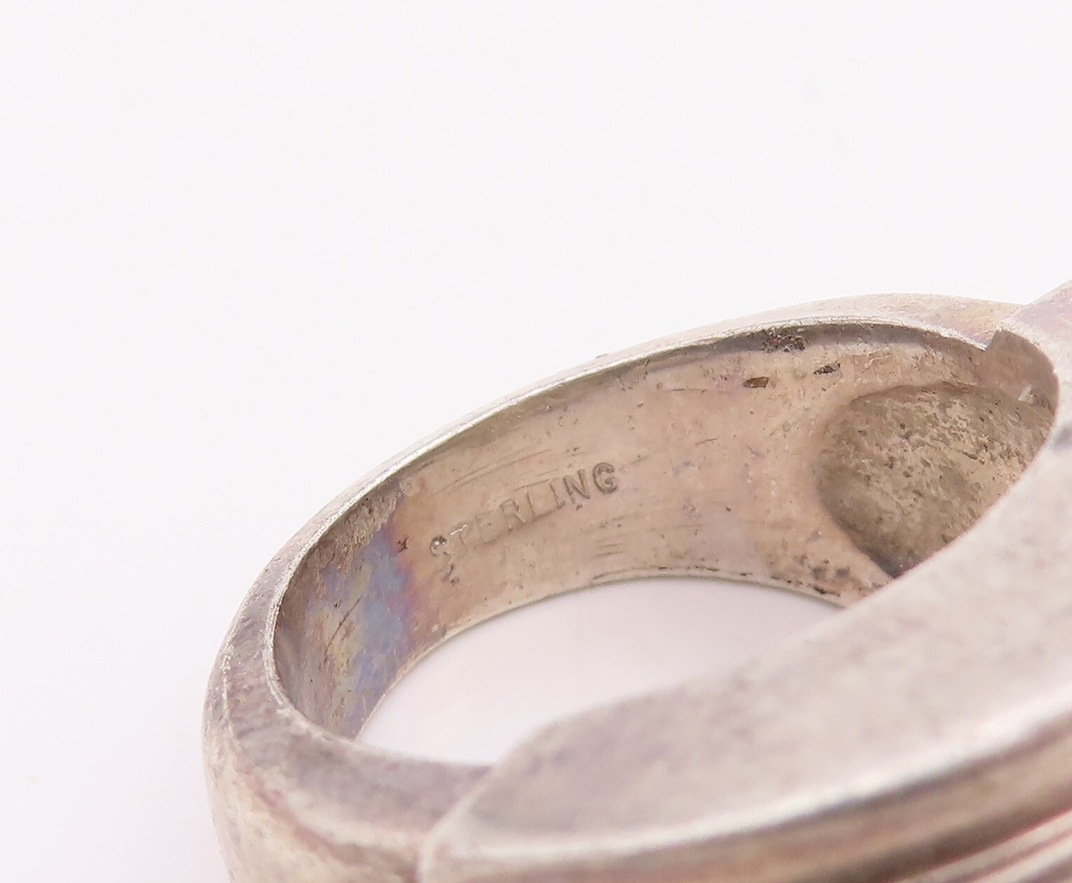 925 Sterling Silver Vintage Ring Solid Large Carv… - image 6