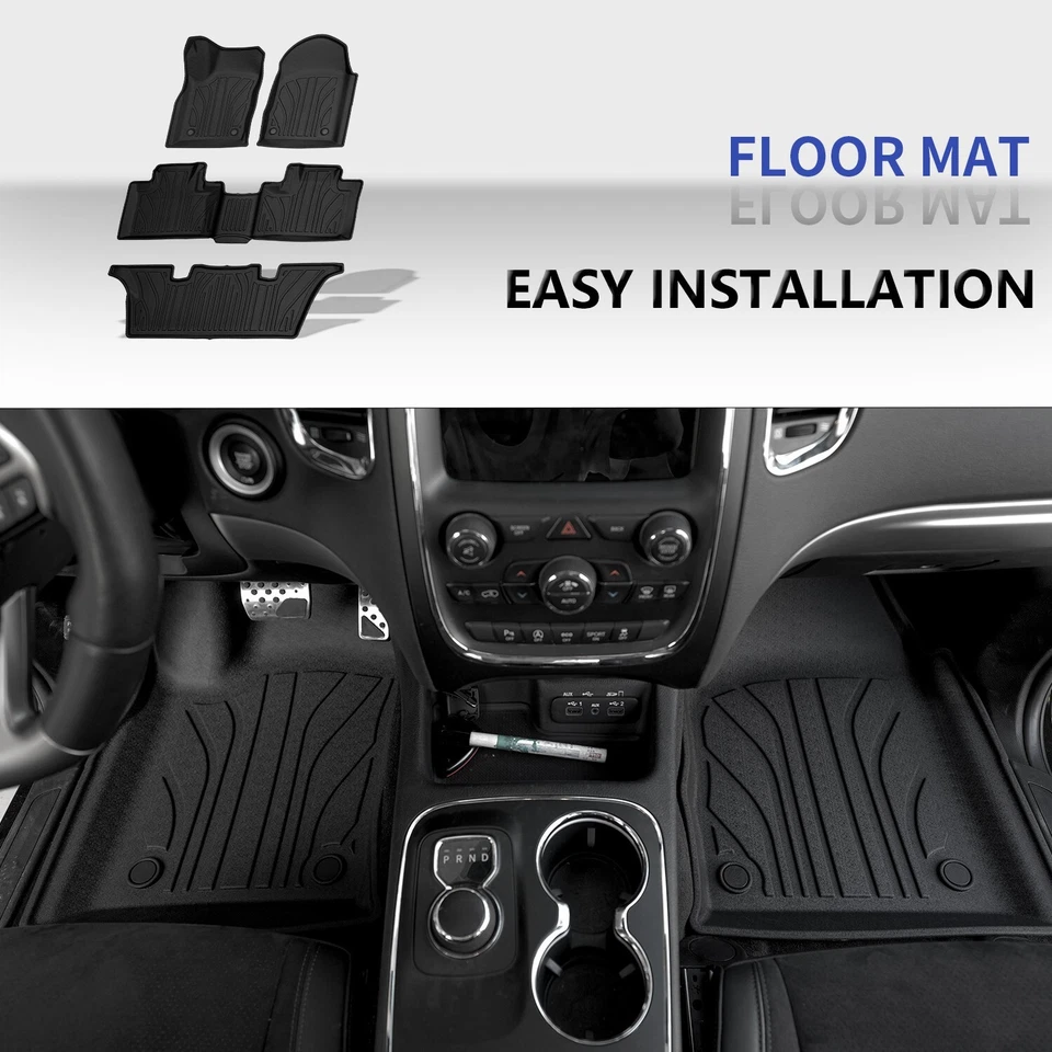 For 2016-2025 Dodge Durango Floor Mats Backrest Mat Trunk Cargo Liners TPE Foto 4 de 4