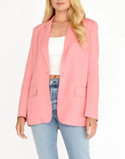 NEW Steve Madden Womens SMALL Peach Imaan Blazer 1 Button Linen Blend Orig 99