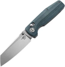 Bestech Knives Slasher Knife Axis Lock Blue Micarta Folding D2 Steel Blade