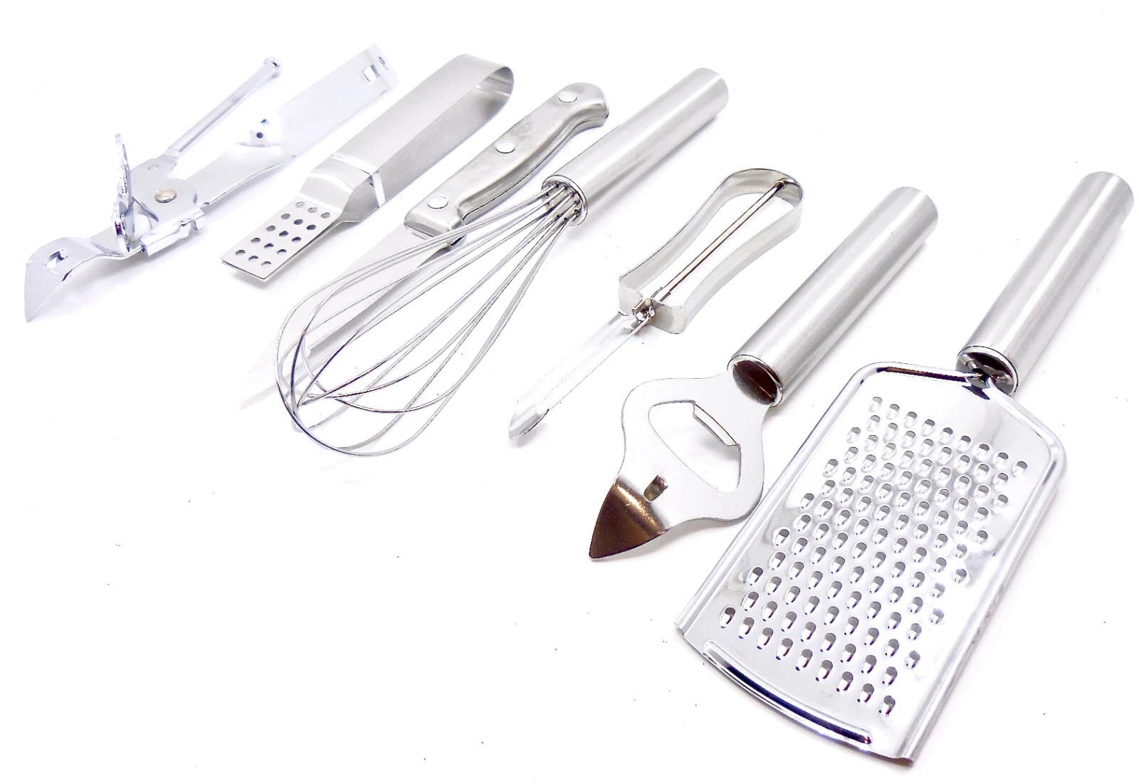 Kitchen Utilities Tool Set,7 Pieces,Steel,Knife,Can Opener,Bottle Opener,Grater+