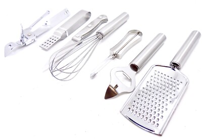 Kitchen Utilities Tool Set,7 Pieces,Steel,Knife,Can Opener,Bottle Opener,Grater+