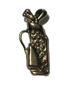 Authentic Petite Golf Bag & Clubs Lapel Push Pin Tie Tack Gold Plated