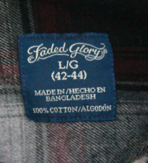 Camisa de vestir Faded Glory 2 bolsillos manga larga abotonada top grande gris JKT175 Foto 4 de 4