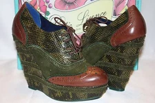 NEW! NIB! POETIC LICENSE Green WILD SAFARI Wedge Oxford Platform 6.5 7 7.5 8 8.5