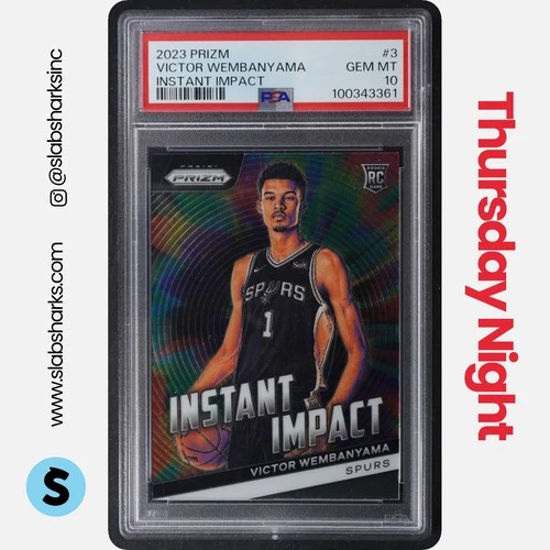 2023 PANINI PRIZM #3 VICTOR WEMBANYAMA INSTANT IMPACT RC ROOKIE PSA 10