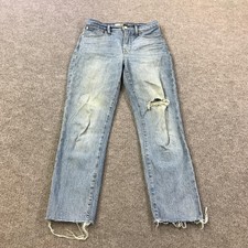 Madewell Jeans Womens 25 Blue The Perfect Vintage Crop Distressed Raw Hem