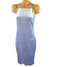 FOREVER 21 Velour Plush Bodycon Dress Spaghetti Strap Periwinkle Blue Size Large