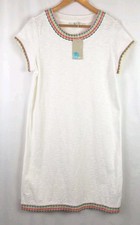 BODEN Sz-US 10L Women Glorious British Style White Jersey Embroidery Midi Dress