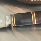 Vintage Stacked Leather Handle Hoffritz Hunting Fixed Blade Knife Germany NY — photo 3