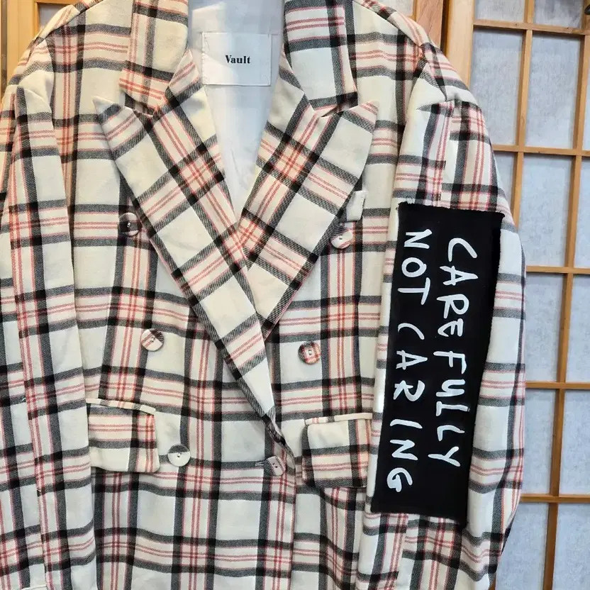 Vault Check Pattern Double Button Jacket Free Size - image 3