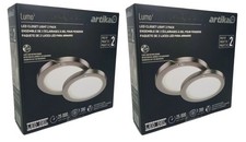 4-Pack Artika Lumo 8" LED CLOSET LIGHT Round Flat w Motion Sensor Brushed Nickel
