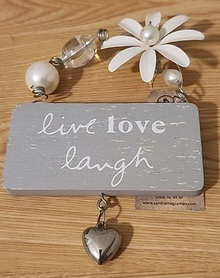C R Gibson Sandra Magsamen  Live Love Laugh  Small Wood Plaque Sign 4''x5.75'' NWT