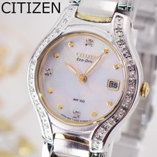 Citizen Eco Drive Ladies Watch Shell Dial Crystal Date Z551