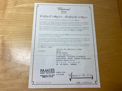 CHOPARD - International Guarantee Garantía Internacional - Reloj MILLE MIGLIA