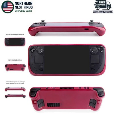 Comfortable Red TPU Protective Case for Steam Deck: Snap-On & Anti-Fingerprint
