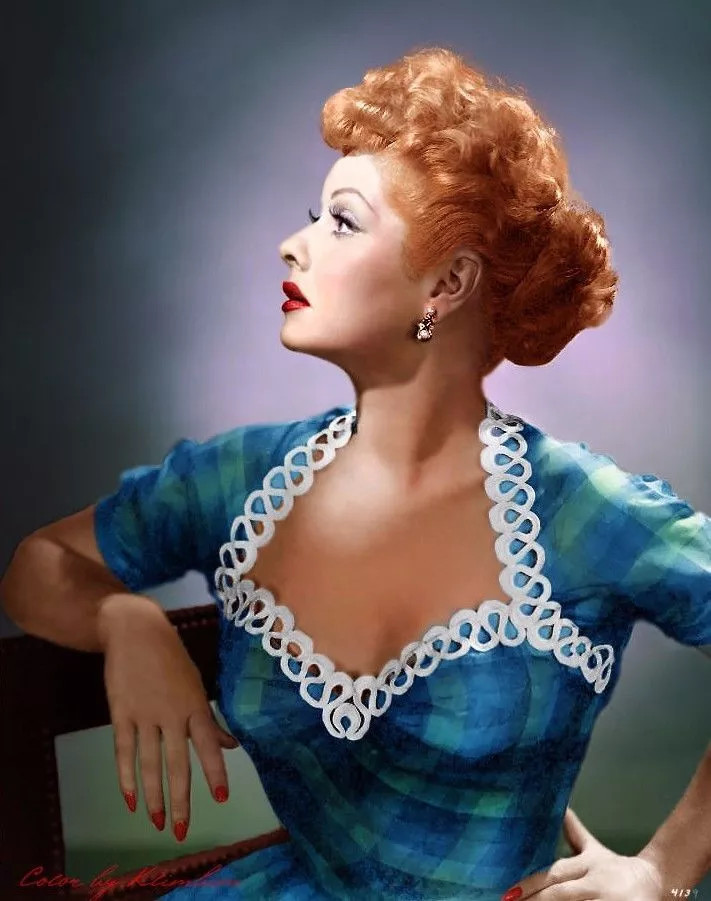 lucille ball red dress 25 Rare Color Photos of I Love Lucy