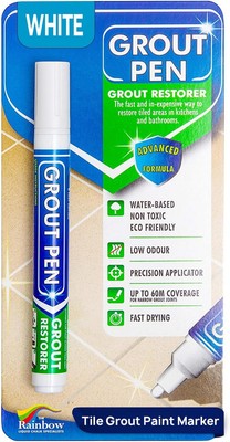 Grout Pen White Tile Paint Marker: Waterproof Paint, Narrow Tip, 