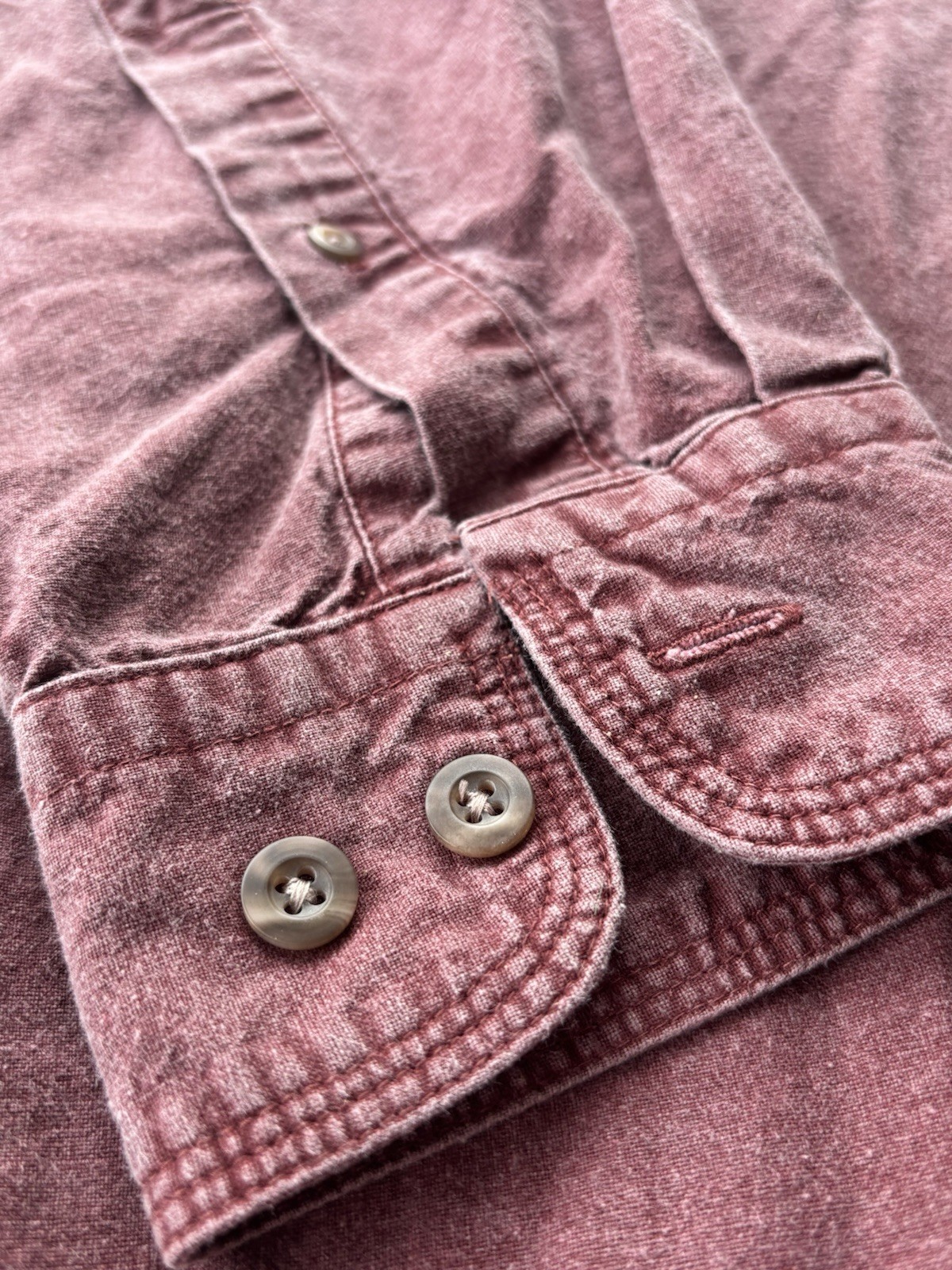 RedHead Mens Solid Red Cotton Button-Up Shirt Che… - image 5