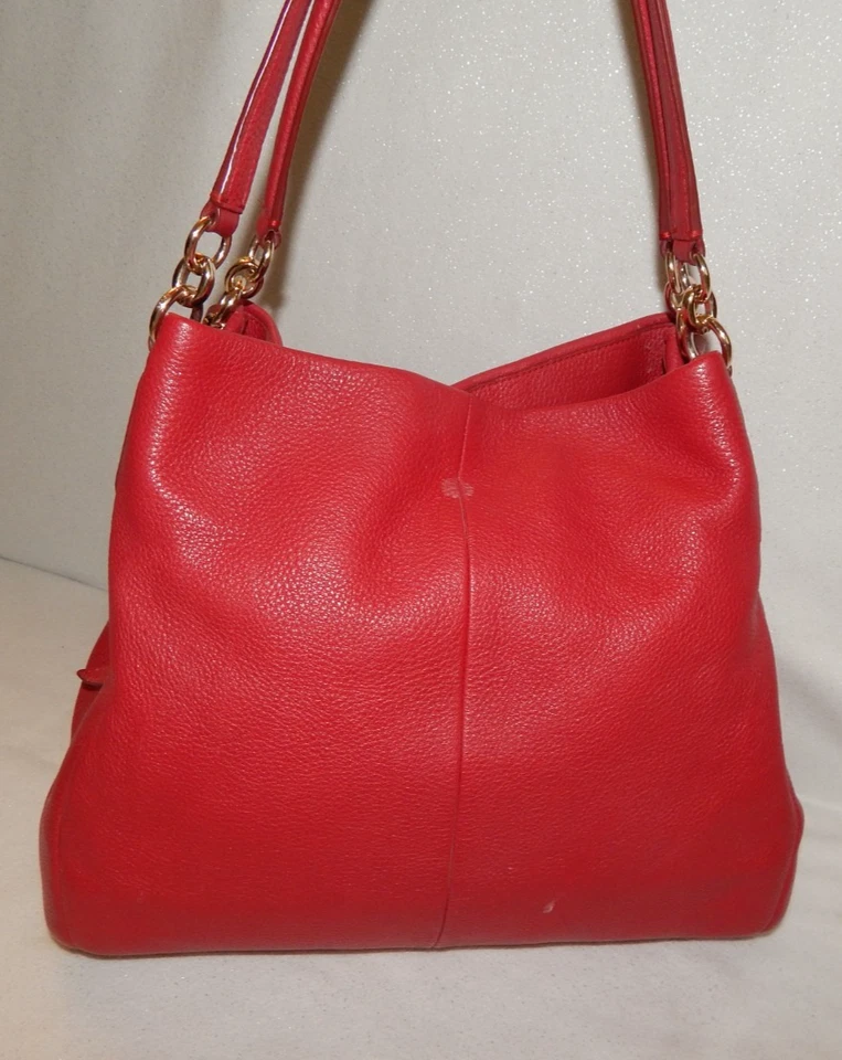 Rare Coach Handbag Purse F35723 Phoebe Lipstick Red Pebbled Leather Tote Bag GUC - Image 3 of 4