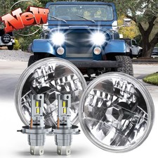 Pair 7 Round Led Headlights Hilo Beam For Jeep Wrangler Cj 1983 1984 1985 1986