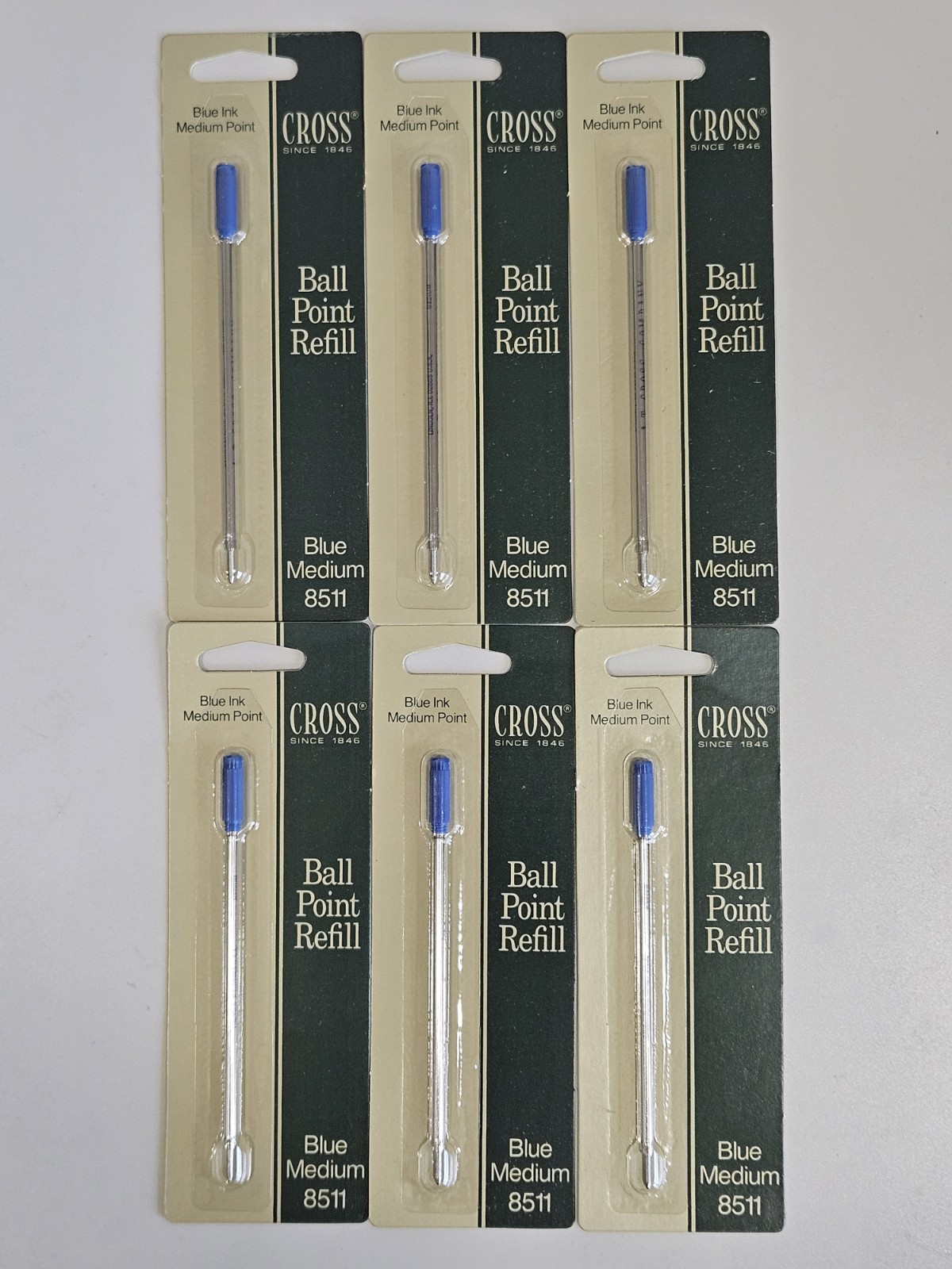 Cross Ballpoint Pen Refill 8511 Blue Medium Point - 6 Refills - New Old Stock