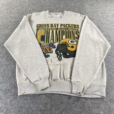 Vintage Green Bay Packers Super Bowl Football Champions Gray Sweatshirt 1996 XL