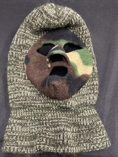 Vtg Mens Knit Balaclava Ski Mask Camo Face Cover Made in USA