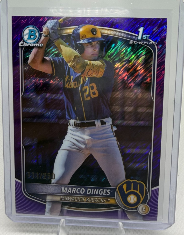 2025 Bowman Chrome Baseball Marco Dinges Purple Shimmer 1st Refractor /250