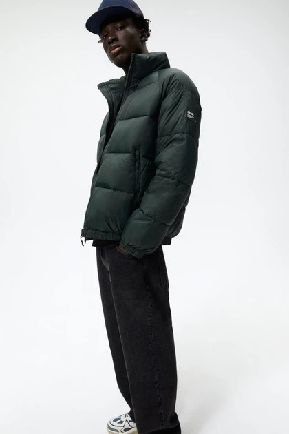 Zara water-repellent puffer jacket XL dark green 6985/303/516 thumbnail 6