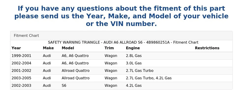 TRIÁNGULO ADVERTENCIA SEGURIDAD - AUDI A6 ALLROAD S6 - 4B9860251A Foto 4 de 4