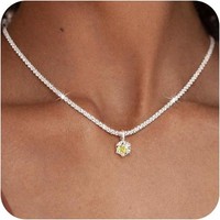 Halskette Geburtsstein 925 Sterling Silber Zirkonia Personalisiert Wasserfest