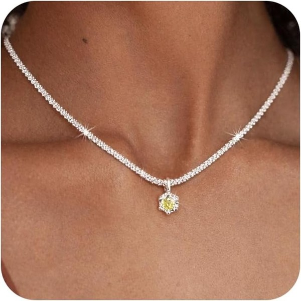 Halskette Geburtsstein 925 Sterling Silber Zirkonia Personalisiert Wasserfest-image