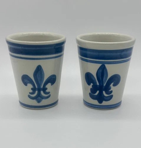 Louisville Kentucky Stoneware Fleur De Lis Tumbler Mint Julip Cups *Set of 2*